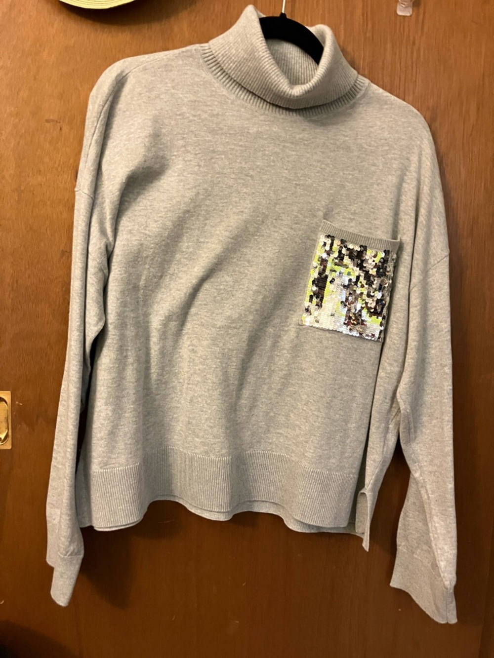 DKNY Light Gray Ribbed Turtleneck Sweater